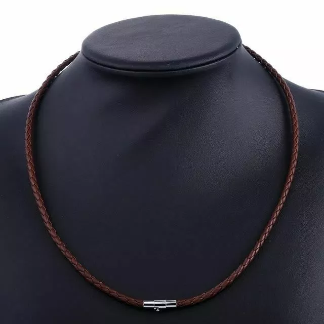 1 PC Homme Cuir Ras Marron Noir Tressé Collier Chaîne Corde Garçons Inoxydable 2