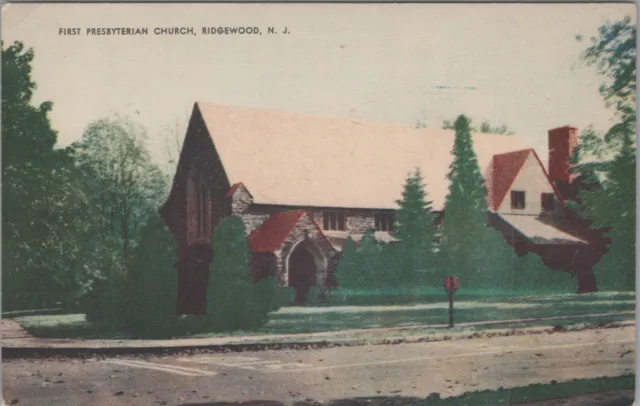 Postcard First Presbyterian Church Ridgewood NJ
