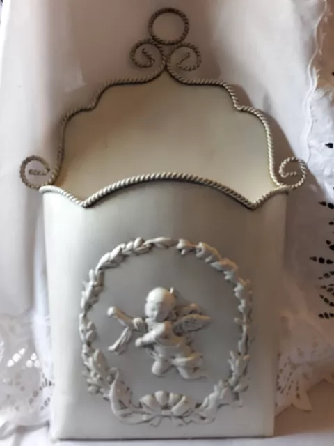 Southern Living At Home Glorious Metal Door Bucket Cherub Wall Pocket