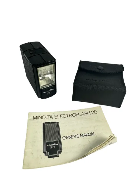 Vtg Minolta Electroflash 20 Shoe Mount Flash w/ Case Nice Condition