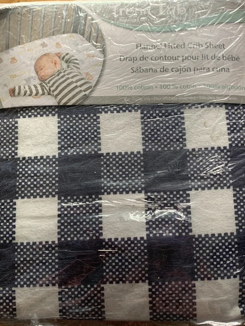 Trend lab bedding flannel fitted crib sheet 100% cotton blue