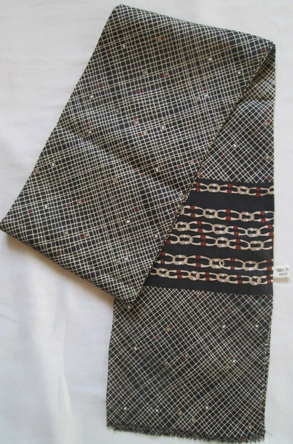 Foulard Vintage En Soie Albert Paris - Gris - Fait Main - Foulard Carré Léger