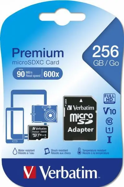 Verbatim Micro SDXC Karte 256GB Speicherkarte Premium UHS-I Class 10