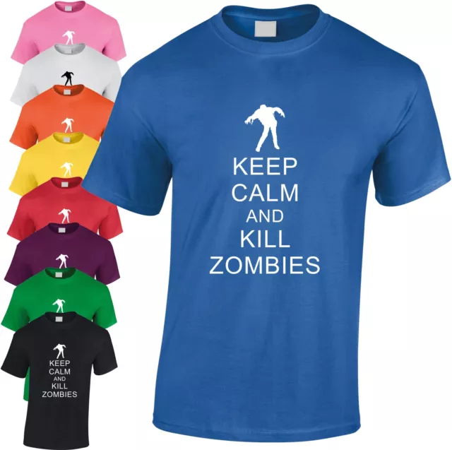 Keep Calm And Kill Zombies Children's T Shirt Kid's Geek Youth Cool Tee Gamer