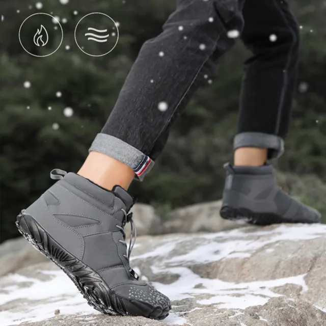 LF# Warm Cotton Shoes Plush Waterproof Outdoor Hiking Shoes Windproof (45 Gray)