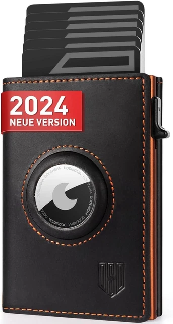 YESIIW Airtag Portemonnee met super compacte pop-up portemonnee voor heren, Airtag voor 12 kaarten, heren portemonnee, kaartportemonnee met RFID- bescherming, carbon zwart, 10 x 8 x 1,8 cm