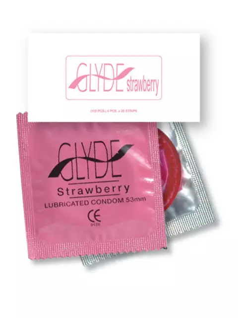 Glyde Flavoured Strawberry Bulk Vegan Condoms 50 Condoms