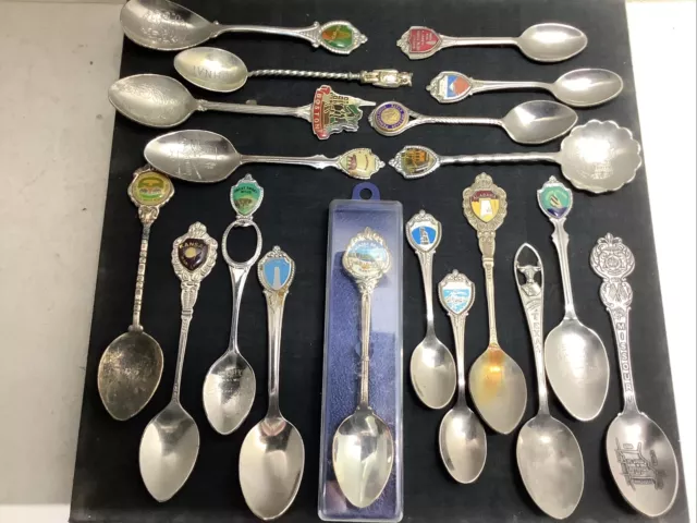 Vintage Souvenir Spoons Lot (19) - Places & States In USA