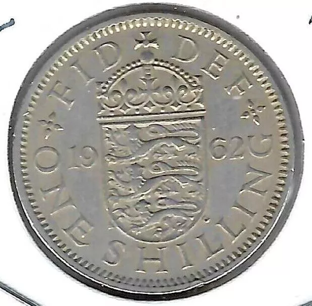 1962 Great Britain Circulated 1 Shilling QEII Coin! (English Crest)