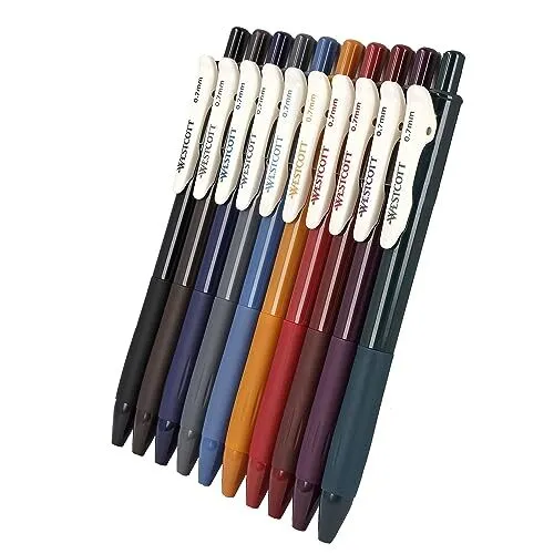 Westcott E-733901 00 Lot de 10 stylos à encre gel avec 10 couleurs chaudes et...
