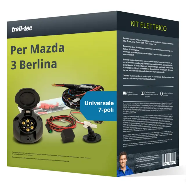 7 poli universale kit elettrico per MAZDA 3 Berlina Tipo BK trail-tec Nuovo