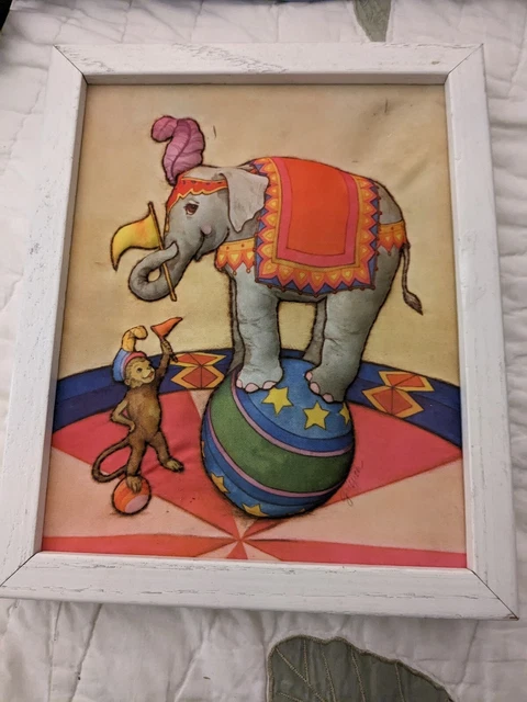 Vintage Elephant 3D Nursery Decor Quilted Circus Wall Hanging