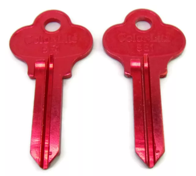 2-pc SE1 RED Anodized Aluminum Key Blanks Cole National Key NOS