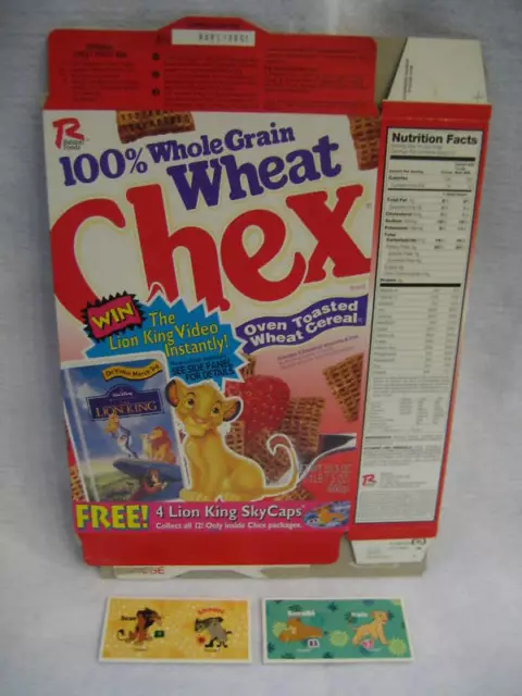 1994 Wheat Chex LION KING cereal box + premium POGS set Disney RARE 1990s item !