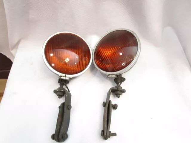 Vintage CATS EYE Pair Fog Lamp Light 5 1/2" Old Antique Car Light RAT ROD