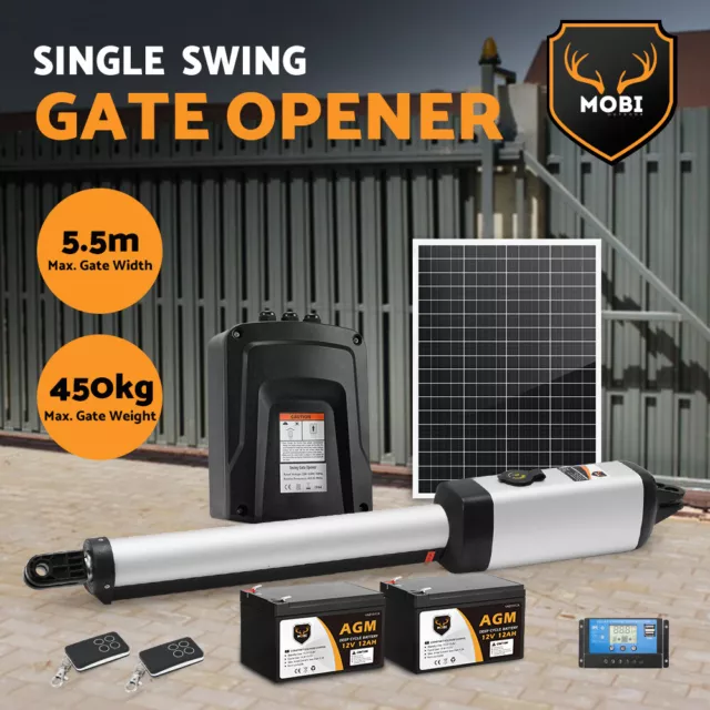 Mobi Single/Double Swing Gate Opener Kit Automatic Remote Electric Battery Solar