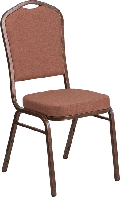 10 PACK Banquet Chair Brown Fabric Restaurant Chair Crown Back Stacking Chair