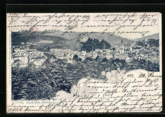 AK Greiz, Blick vom Hainberg auf die Stadt 1907