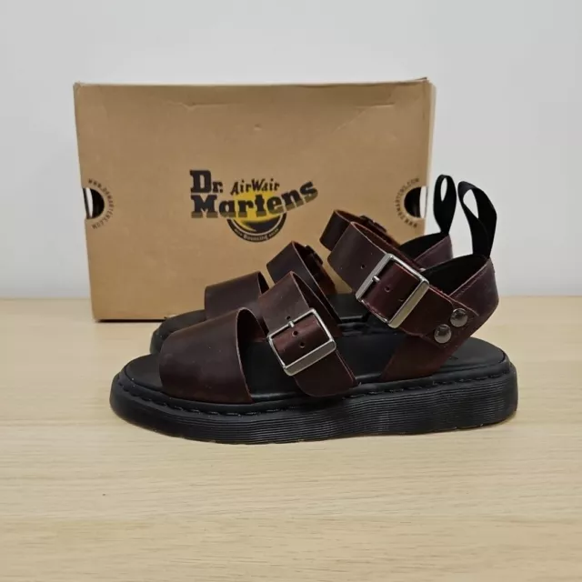 SANDALI DR MARTENS Gryphon marroni charro in pelle gladiatore UK 8