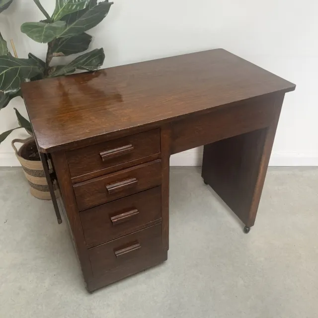 Mid Century Italian Oak Writing Desk 1940s