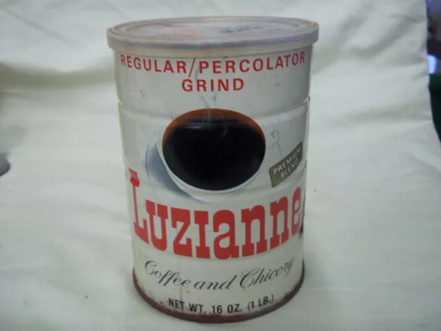 Vintge Luzianne Coffee And Chicory 16 Oz Can W/Plastic Lid