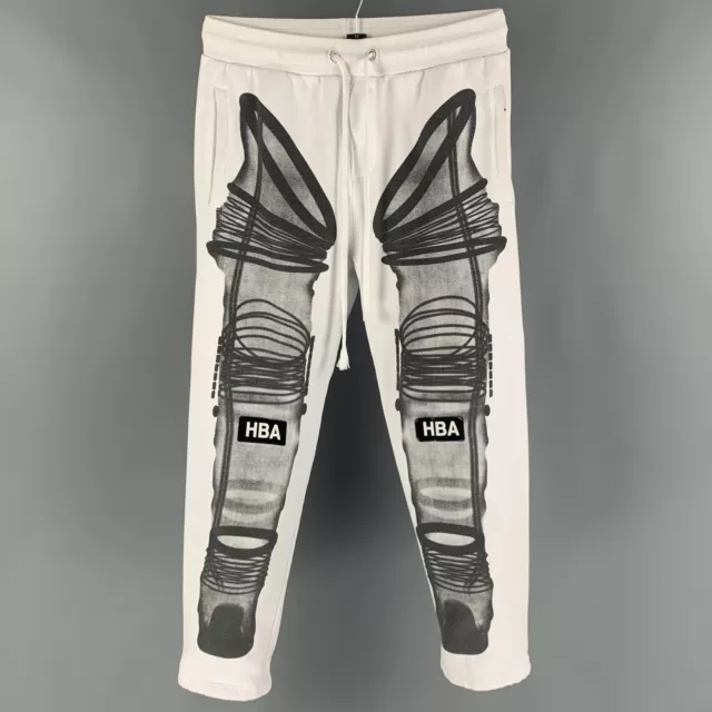 HOOD BY AIR Size M White Black Astronaut X Ray Print Cotton Sweatpants