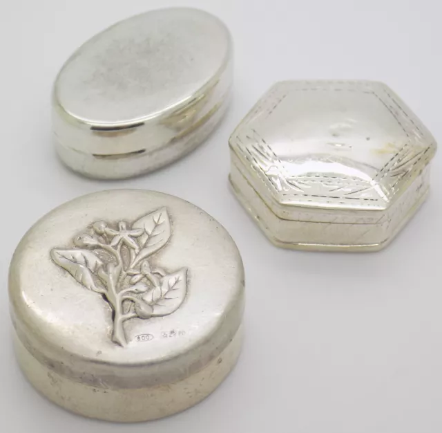 Vintage Italian Handmade Genuine Silver Pill Snuff Trinket Boxes JOB LOT