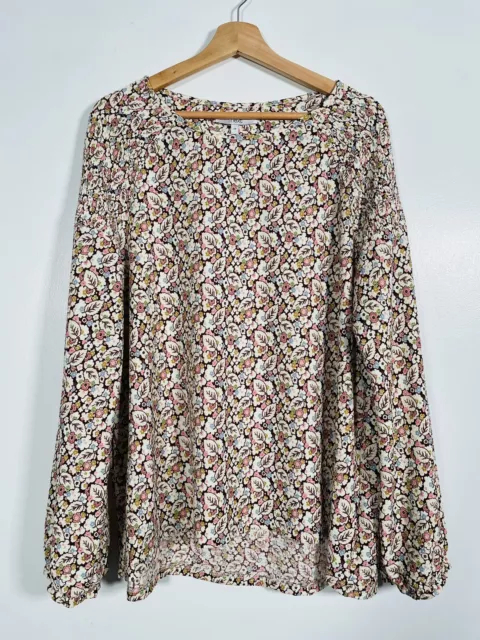 Camicia da donna NEXT bella crema e pastelli motivo floreale elasticizzata taglia UK 20