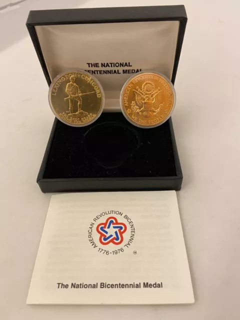 Two 1976 The National Bicentennial Medals in Box - Bronze