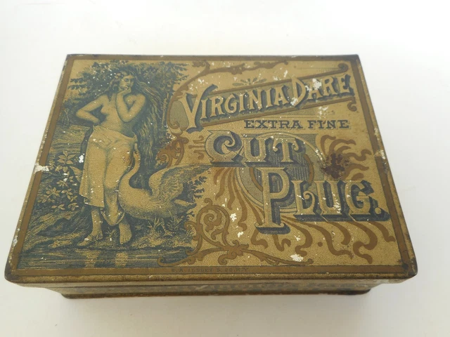 virginia dare tobacco VINTAGE VIRGINIA DARE Cut Plug Tobacco Tin Rare $82.09
