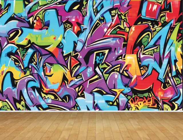 Graffiti Style Bright Colourful Backdrop Wallpaper Feature Wall Mural Any Room