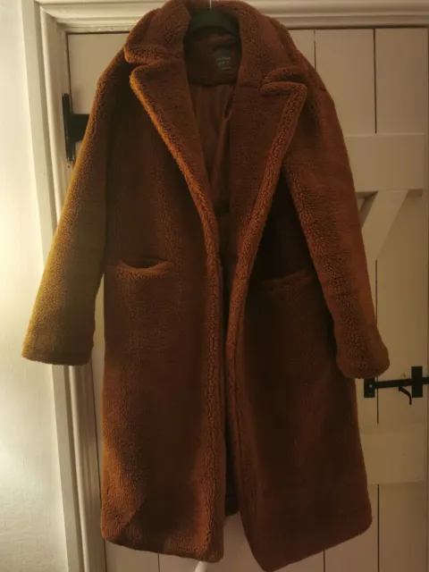 Teddy Coat By Primark Size  Excellent Condition Brown/Rust