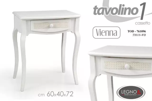 TAVOLO Tavolino comodino legno bianco 2 piani 40x30h46 sala
