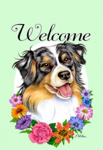 Welcome House Flag - Australian Shepherd 63059