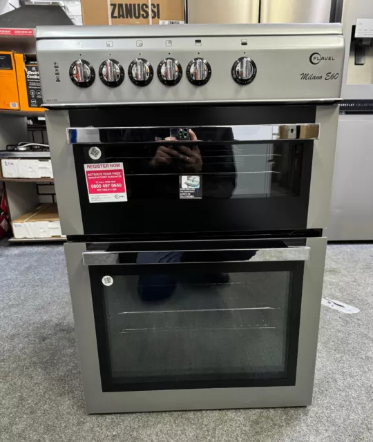 Flavel 60cm Electric Cooker With Ceramic Hob With Two Cavity In Silver -ML61CDS