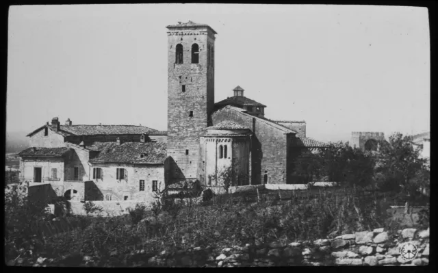 ANTIQUE Magic Lantern Slide ABBEY OF SAN PIETRO ASSISI C1910 PHOTO ITALY