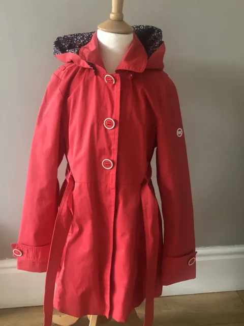 Bnwt Michael Kors Girl Red Trench Coat Jacket Hood Floral Lined Age 10, 11, 12