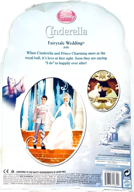 MATTEL DISNEY PRINCESS Cinderella & Prince Charming Fairytale Wedding ...