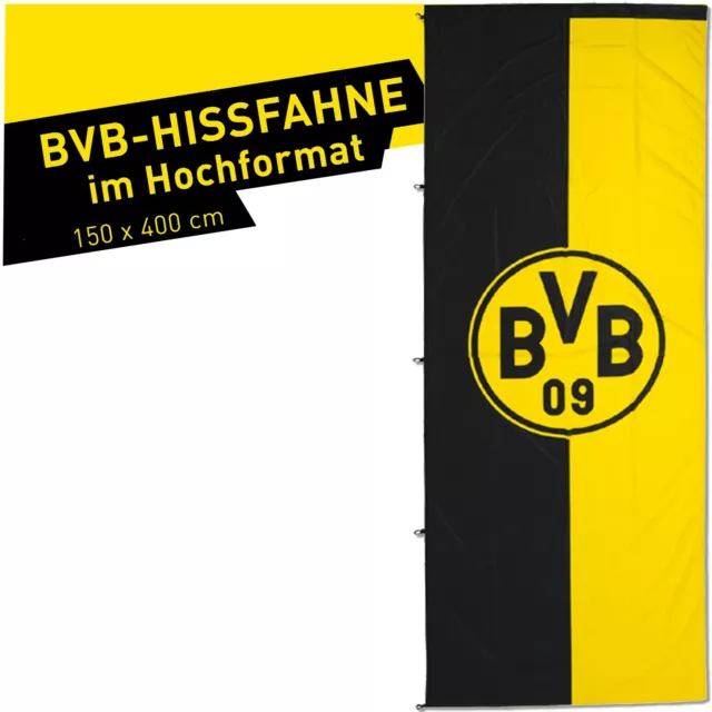 Hissfahne Borussia Dortmund Hochformat 400x150 cm Flagge Fahne Hissflagge BVB 09