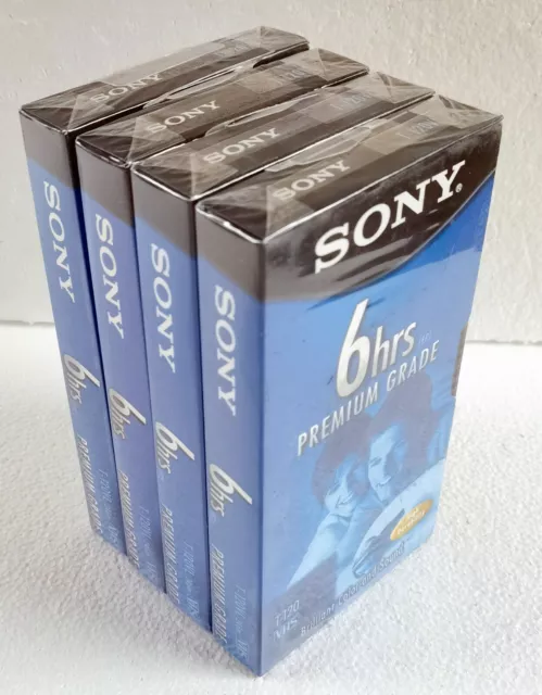 SONY T120VL PREMIUM Grade VHS Video Tapes NEW Blank 6 Hours Lot Of 4 ...