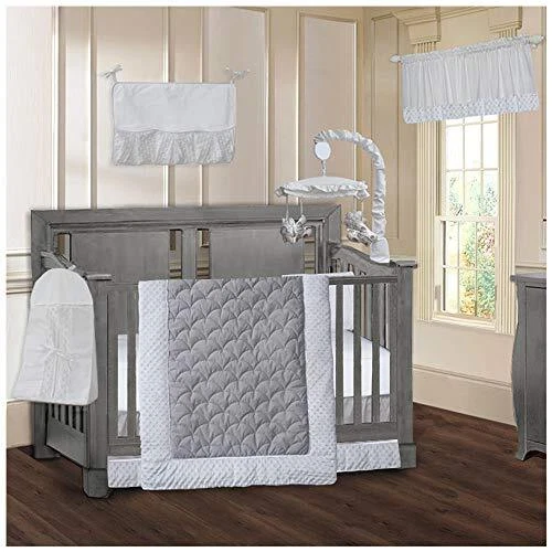 Minky White 9 Piece Baby Crib Bedding Set