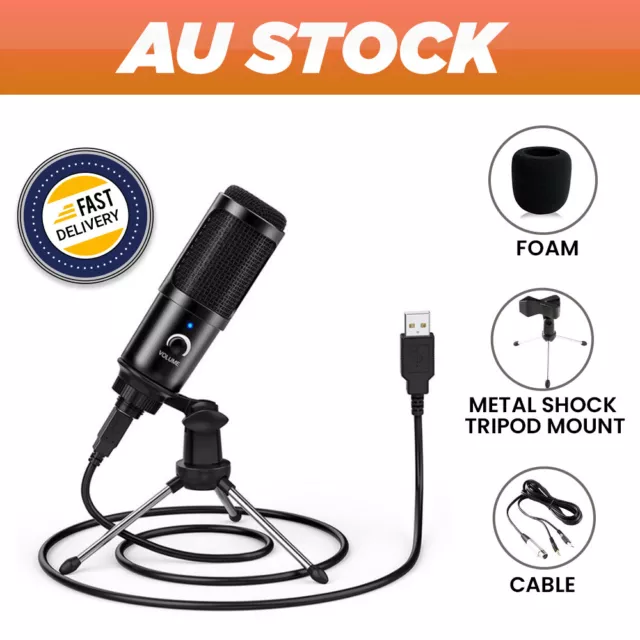 USB Microphone Condenser Noise Cancelling Cardioid Pickup Podcast Voice Record