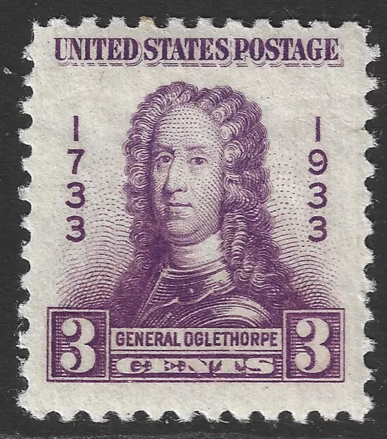 US Scott 726, 1933 Gen. James Edward Oglethorpe, 3c purple, M MINT