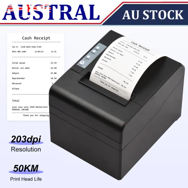 80mm USB & LAN Thermal Receipt Printer Kit Auto Cutter ESC/POS Print Machine AU