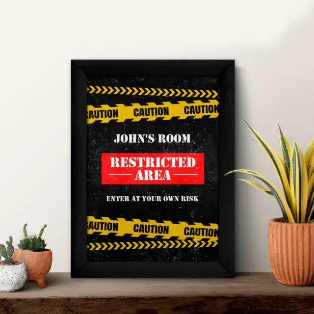 Personalised Restricted Area - A4 Metal Sign Print- Frame Options Available