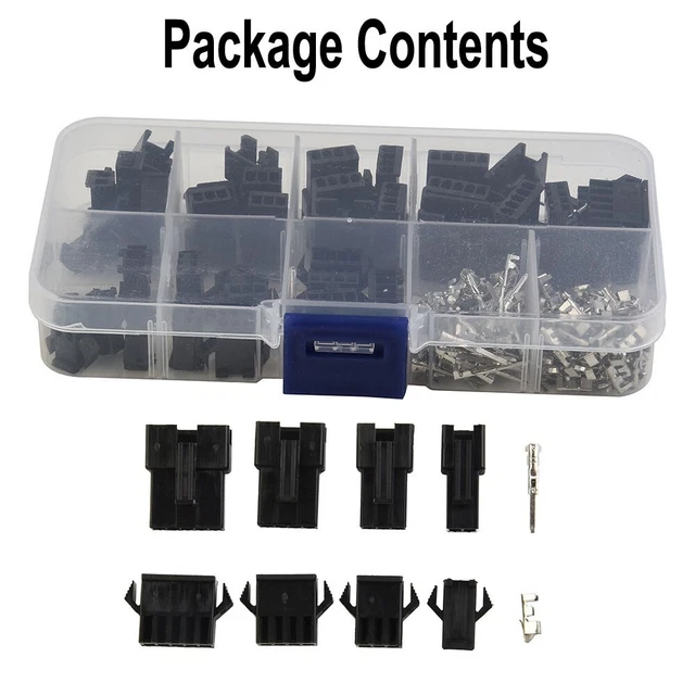 200-Piece JST-2.54mm Dupont Terminal Wire Connector Kit – 2/3/4/5 Pin Housing & Crimp Terminals For Auto, LED, Electronics