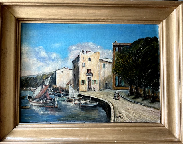 Superbe tableau ancien,  huile sur toile, signé, encadré, " le port Martines".