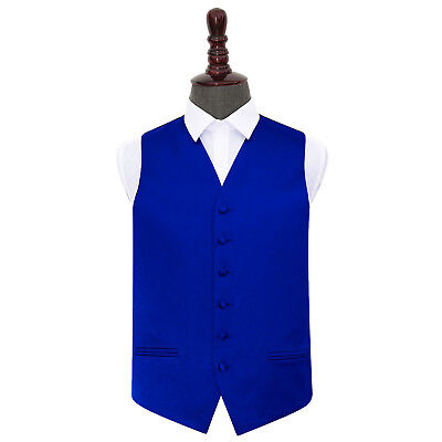 DQT Satin Plain Solid Royal Blue Formal Tuxedo Mens Wedding Waistcoat S-5XL