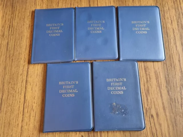 5 identical First decimal coin sets 1967-1971