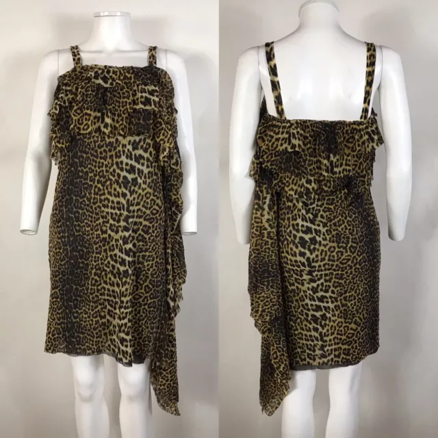 Vtg Jean Paul Gaultier Soleil Leopard Print Mesh Dress S